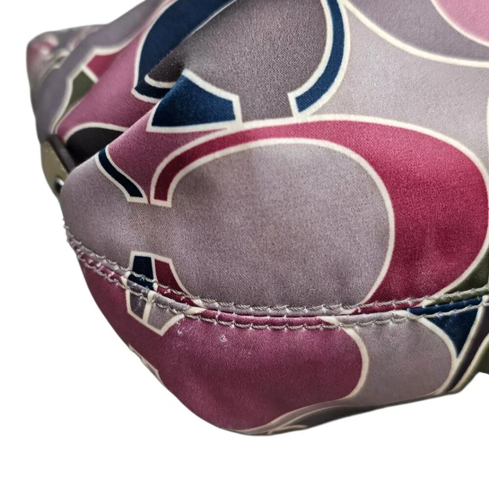 Coach Ashley Scarf Print Y2K Sateen Leather Trim Crossbody Shoulder Bag COA